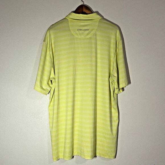 Black Clover Mens Polo Shirt XXL Golf Tech Performance Yellow Stripe Live Lucky - Picture 3 of 10